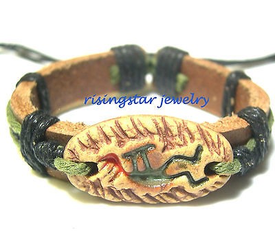 Native American Fertility Deity KOKOPELLI Clay Made Symbol Leather 