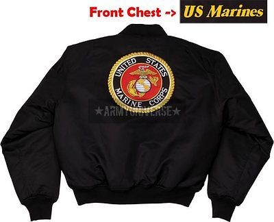 Black USMC Globe & Anchor MA 1 Reversible Flight Jacket