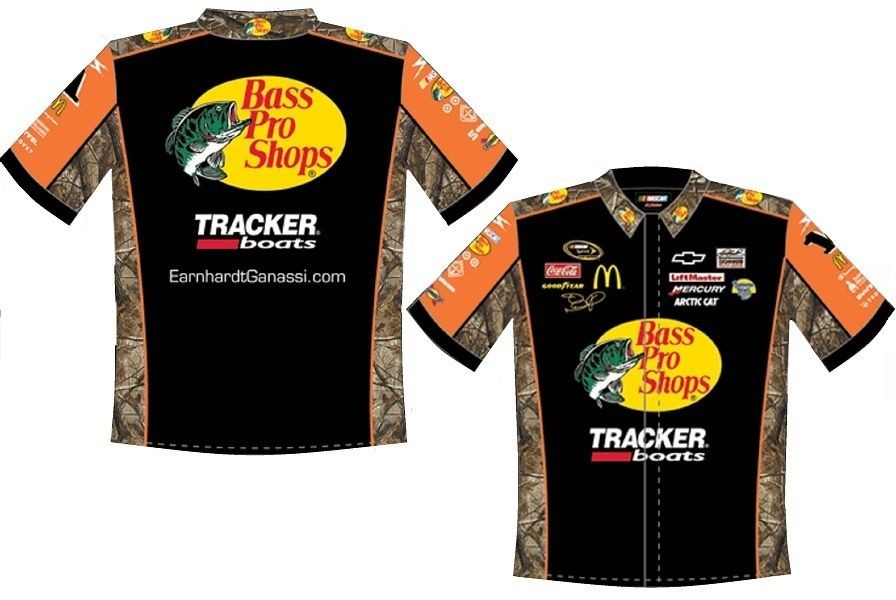   McMurray Bass Pro Shops Nascar Pit Crew Shirt Black Orange Camo NEW