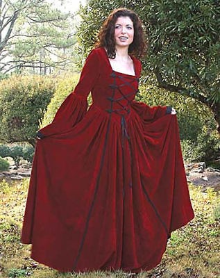 Scarlet Dress Gown Tudor Medieval Renaissance Costume