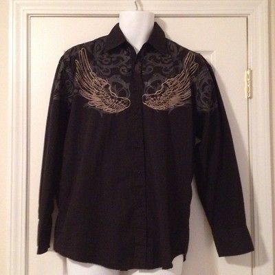 Nwot Mens M Brooklyn Express Vtg Embroidered Angel Wings Dagger