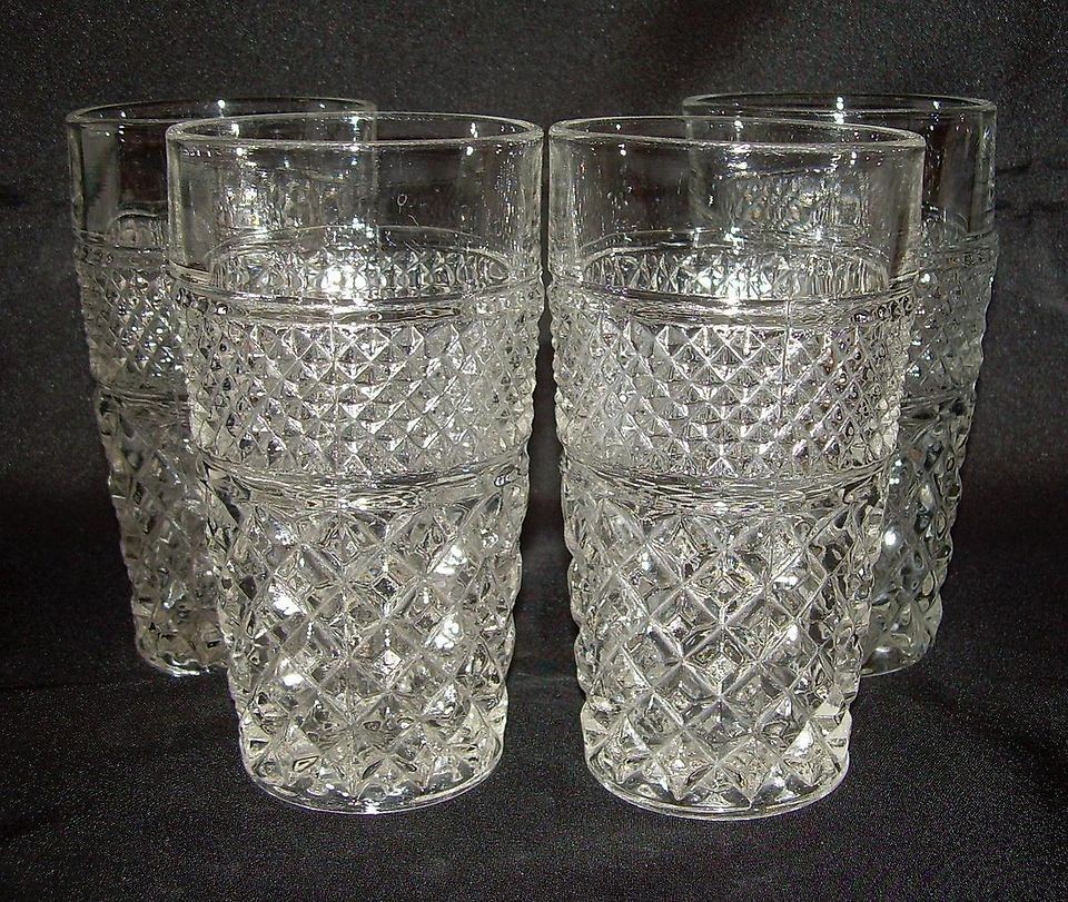 Vtg Anchor Hocking Wexford 5.5 5 1/2 Glass Beverage Tumblers~Set of 