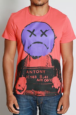 ANTONY MORATO ORANGE WITH PURPLE SAD FACE PRISON T SHIRT