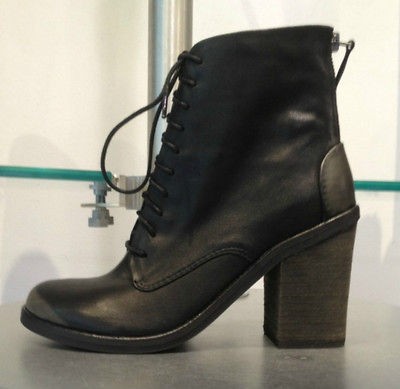 Bacio 61 PADURA  Soft Leather Military Lace Up Bootie BlacK size 7 1/2