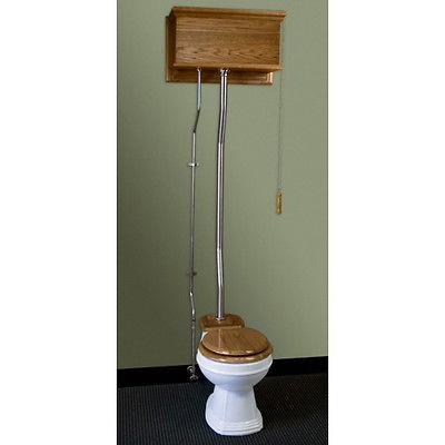 High Tank Toilet White Elongated Bowl Oil Rubbed Bronze