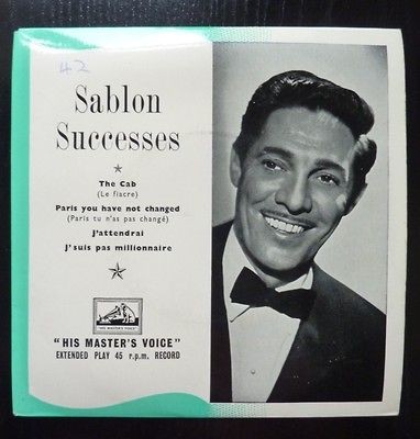 JEAN SABLONSUCCESSES45RPM EP RECORDTHE CABPARISJATTENDRAI 