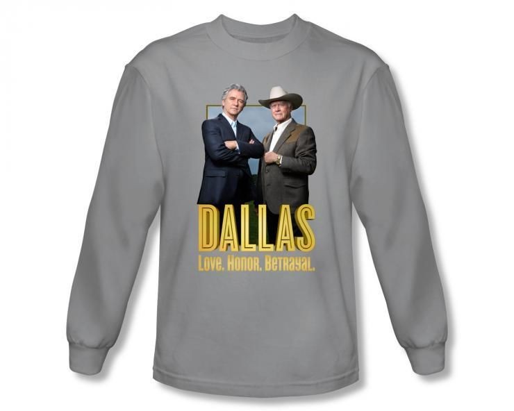 NEW Adult Dallas TV Show Older J.R. & Bobby Ewing Long Sleeve T Shirt 