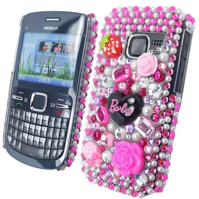   DIAMOND BLING FLOWER RHINESTONE HOT PINK MOBILE PHONE CASE COVER