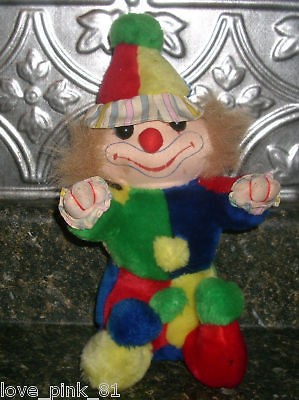 VINTAGE CLOWN STUFFED PLUSH DOLL OLD RARE CHINA RARE