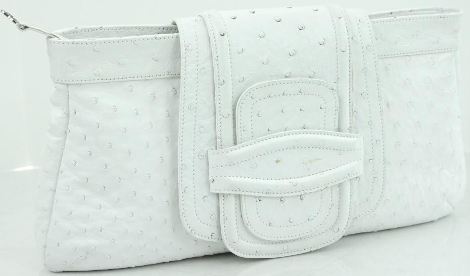 OSCAR DE LA RENTA Resort 2008 Runway White Ostrich Doheny Day Clutch 