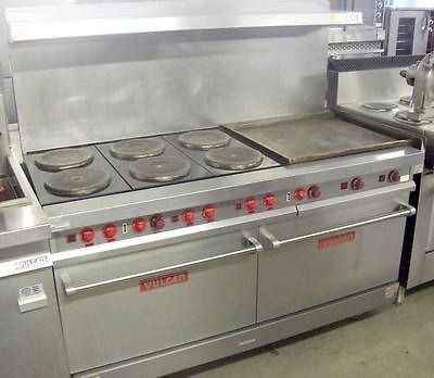 Vulcan E60FL 60 Range, 6 Burners, 24 Griddle, 2 Ovens, Fully Tested