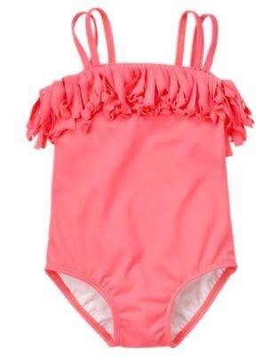   NWT Seashell Coral Fringe one piece Swimsuit 6 12 18 24 M 2T 3 3T swim