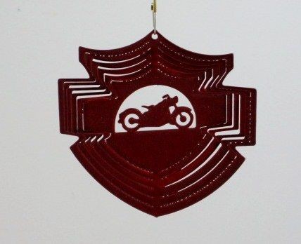 Wind Spinner 3 Motorcycle Red Itsy Bitsy Ornament Yard Patio Garden 