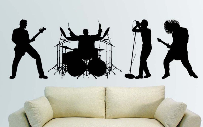 Huge Rock Music Band Guitar Drum Mural Wall Vinyl Decal