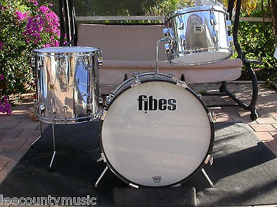 1970s FIBES CHROME OVER FIBERGLASS DRUM SET 22 BASS 13 TOM 16 FLOOR 