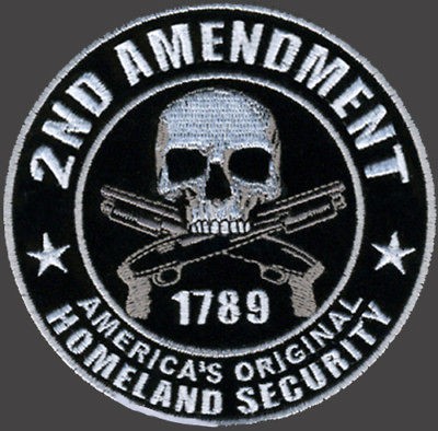 HOMELAND SECURITY 2ND AMENDMENT SKULL ROUND 9 inch (XXL) PATCH