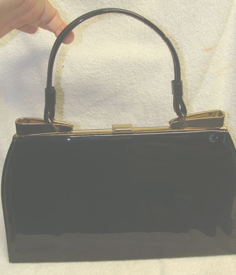 AETNA VINTAGE 1950S PATENT LEATHER PURSEHANDBAGPOCKETBOOKNICE 