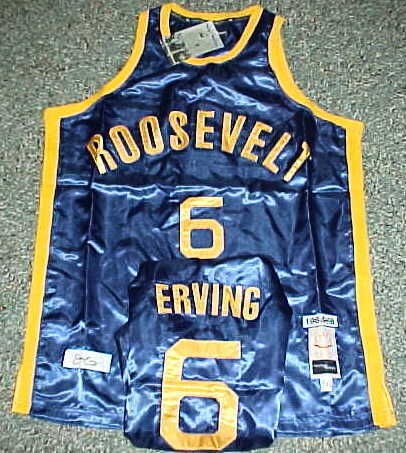 PHILADELPHIA 76ERS STAR DR. J. ROOSEVELT HIGH THROWBACK BASKETBALL 