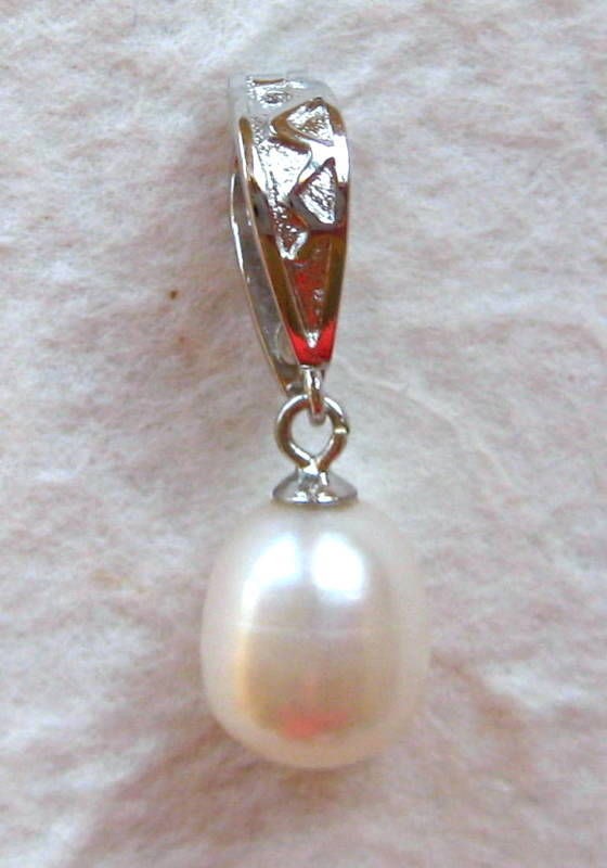 White Pearl Sterling Silver Pendant Enhancer