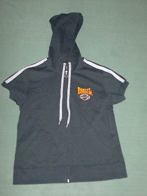 LADIES HARLEY DAVIDSON SHORT SLEEVE ZIP FRONT HOODIE SMALL SWEATSHIRT 