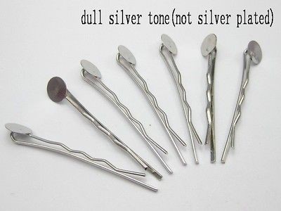 50 Silver Metal Bobby Hair Pin Clip with Pad 8X45mm