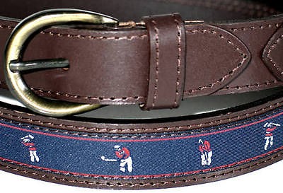 Mens Sport Belt 100% ARGENTINA Leather XLRG 40 41 Embroidered GOLF 