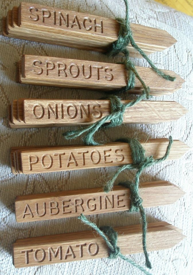 WOODEN VEGETABLE OAK PLANT LABELS WOOD MARKER CHRISTMAS ALLOTMENT 