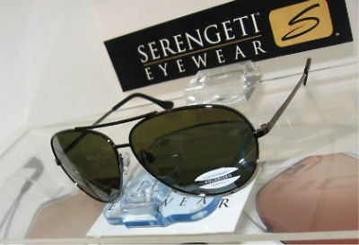 Serengeti Large Aviator Shiny Gun Polarized Drivers 7508 Sunglasses 