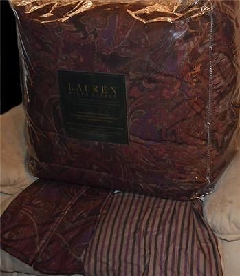 RALPH LAUREN Montgomery Merlot Paisley KING OR QUEEN COMFORTER SET NEW 