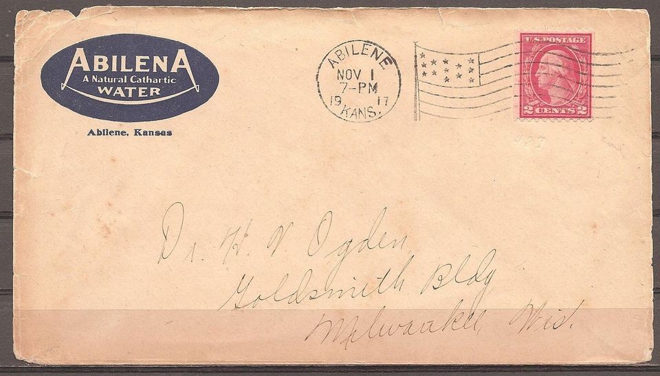   Franklin Sc 450 TyIII RP coil   1917   Abilene KS flag cxl on ad cvr