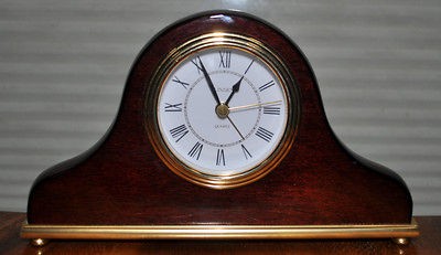 LINDEN WOOD CLOCK GOLD TRIM Mantel 4 X7.75 X1.5 QUARTZ MOVEMENT