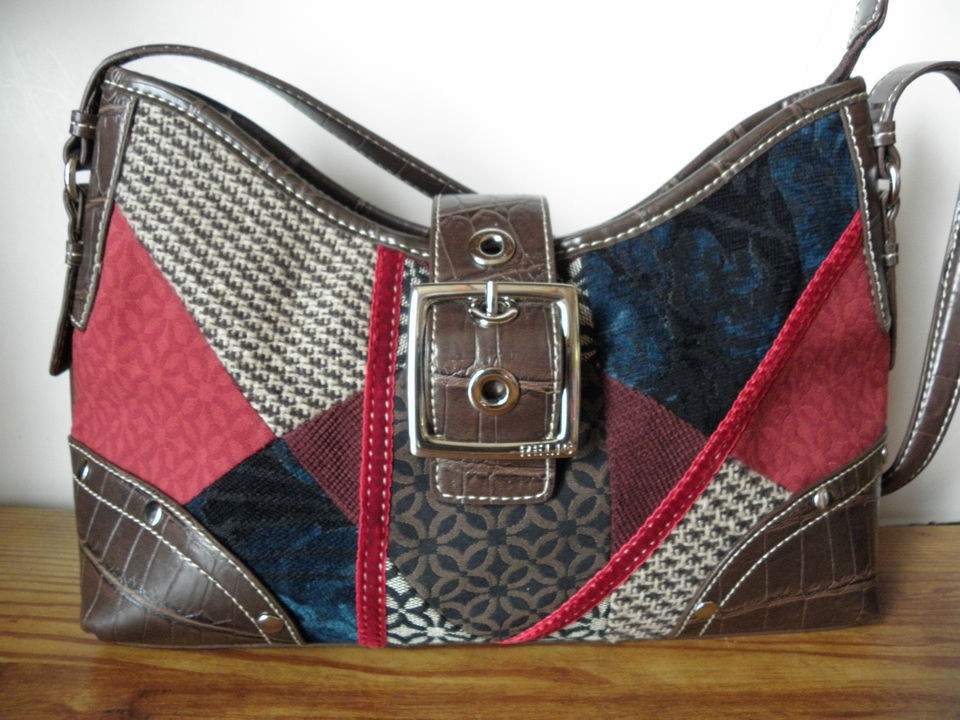 NEW WITH TAGS RELIC PATCHWORK FABRIC & MOCK CROC HANDBAG MSRP $44.00