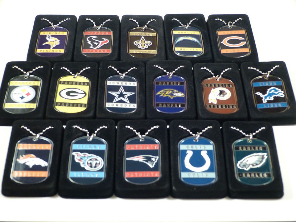 Official NFL Licensed Neck Tag/Dog Tag   Necklace   Most Teams