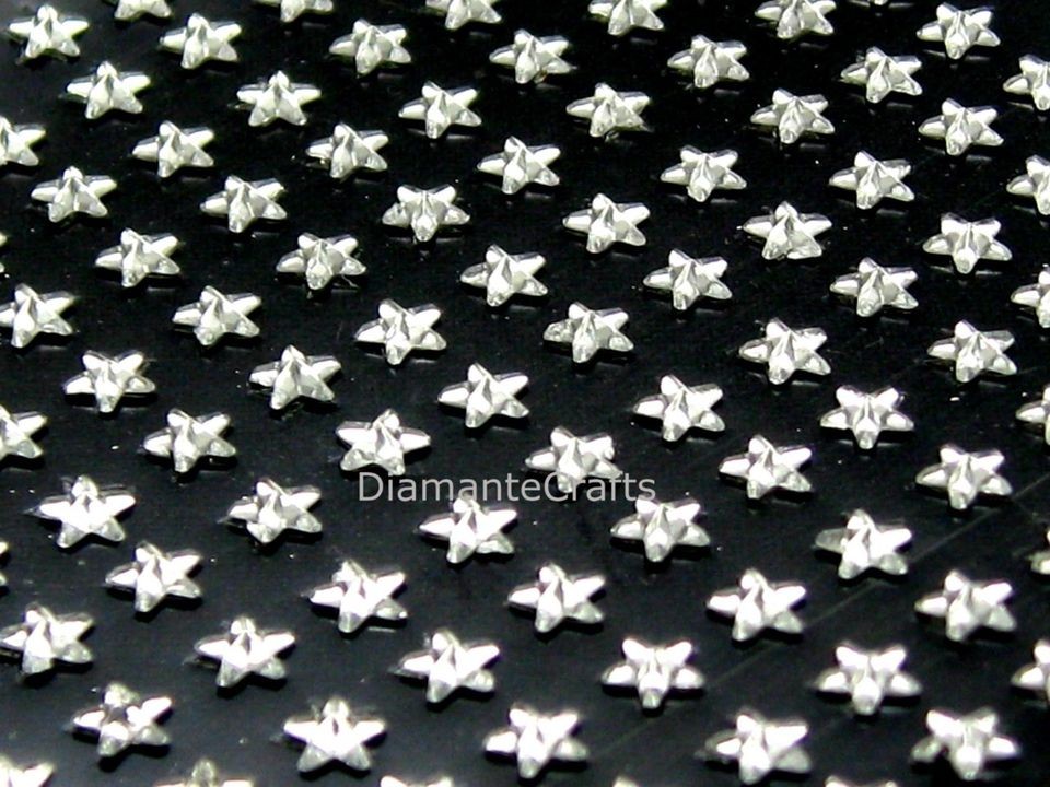 144 x 4mm CLEAR diamante STARS self adhesive gems