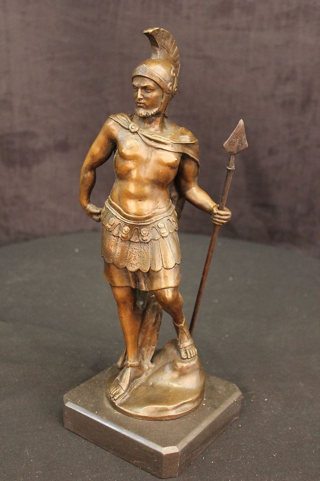 Roman Warrior Legion Soldier Greek War Hoplite Bronze Statue Ancient 