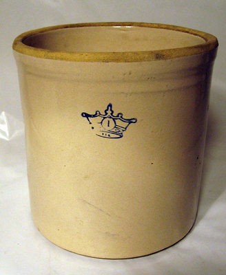 VINTAGE ANTIQUE BLUE CROWN ROBINSON RANSBOTTOM #1 STONEWARE CROCK