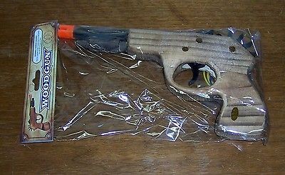 New Wooden Multi Shot Pistol Rubber Band Wood Gun Toy