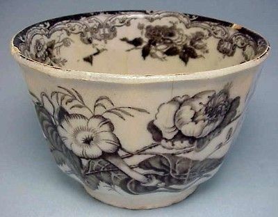 CHALLINOR TUNSTALL BLACK TRANSFERWARE IRONSTONE TEA SET WASTE BOWL 