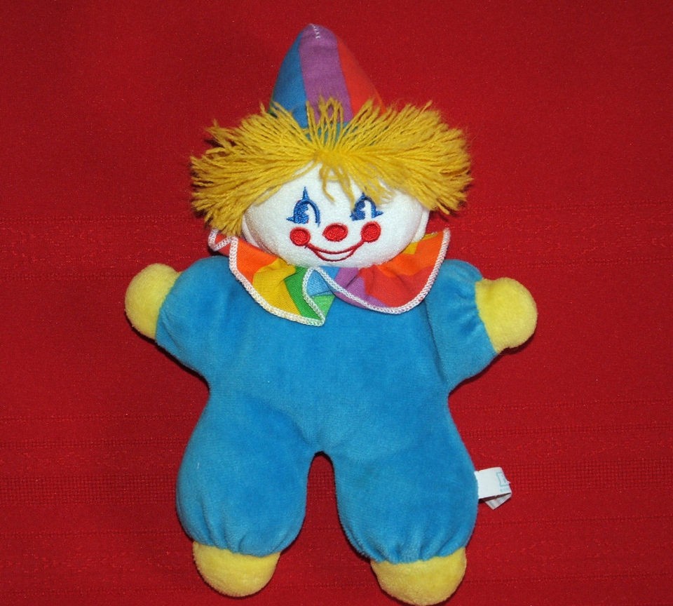 Bantam BLUE VELOUR CLOWN DOLL Plush RATTLE Ruffle