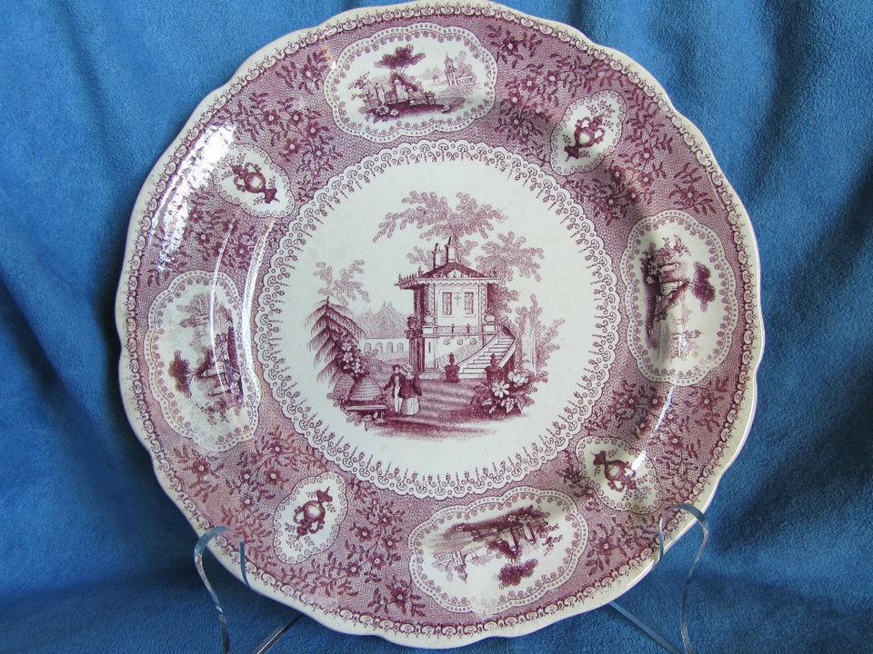 Antique PEARL Samuel Alcock Staffordshire Purple Mulberry Transferware 