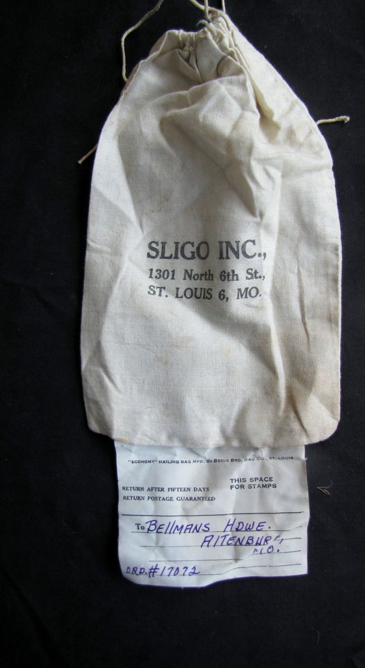 vintage SLIGO Inc. st. louis mo cotton mailing sack bag advertising