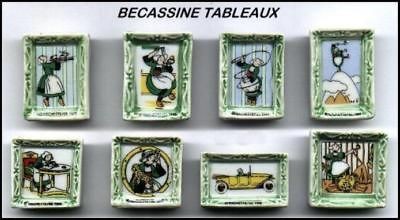 BECASSINE TABLEAUX Set 8 French PORCELAIN FRAMES Miniatures Pictures 