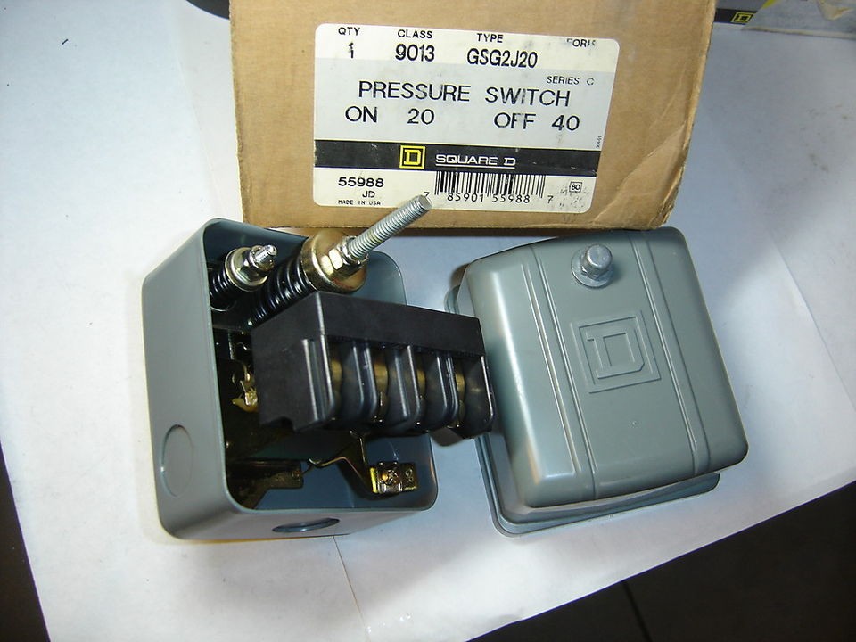 SQUARE D 9013 GSG2J20 SER C PRESSURE SWITCH ON 20 OFF 40 NIB