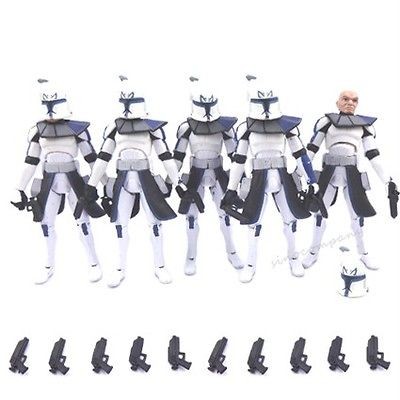   5X STAR WARS THE CLONE WARS Captain Rex TROOPER FIGURE & helmet S09