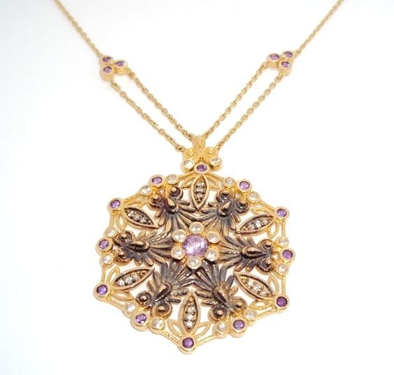 ANATOLIAN Medallion Amethyst Pendant 14K Yellow Gold