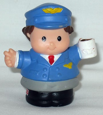 Fisher Price Little People Airplane Airport PILOT with Coffee Cup Mug