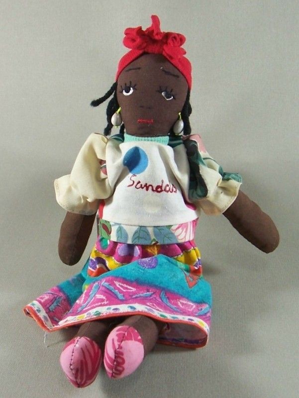 Sandals Jamaican Lady Cloth Doll Traditional Dress