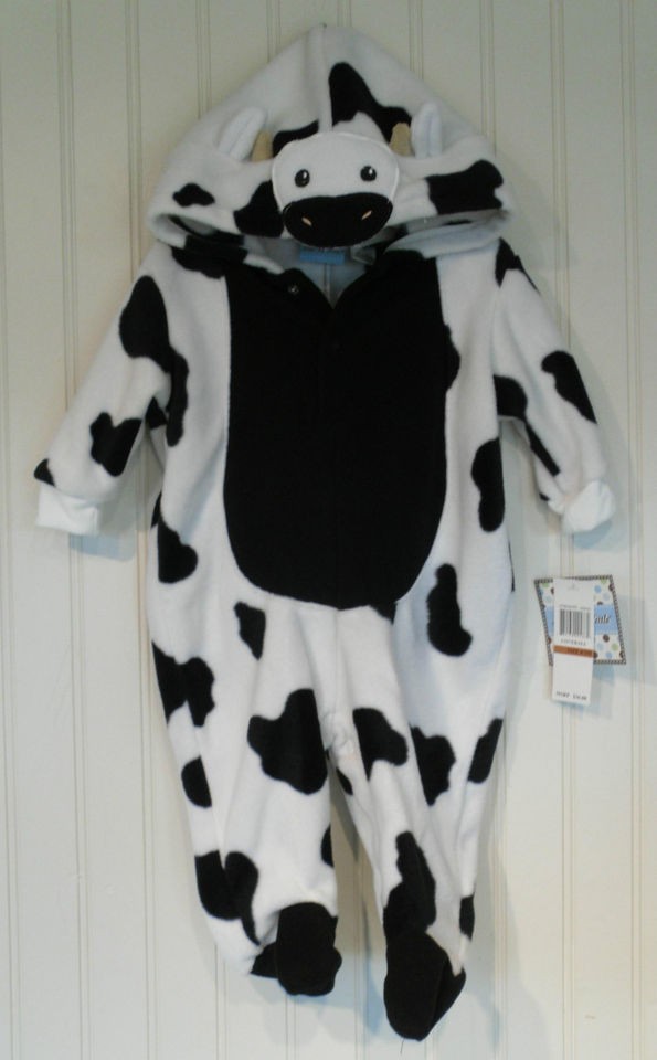 NWT Little By Little Toddler Cow Coverall Costume With Hood 0/3 mo 