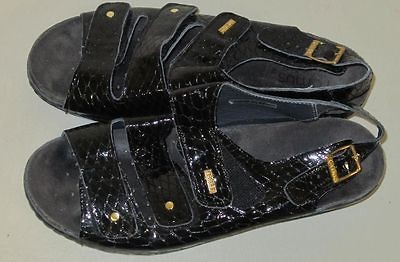 ROMUS BLACK SNAKESKIN PATTERN SANDALS SHOES 9.5 41 MADE IN SPAIN