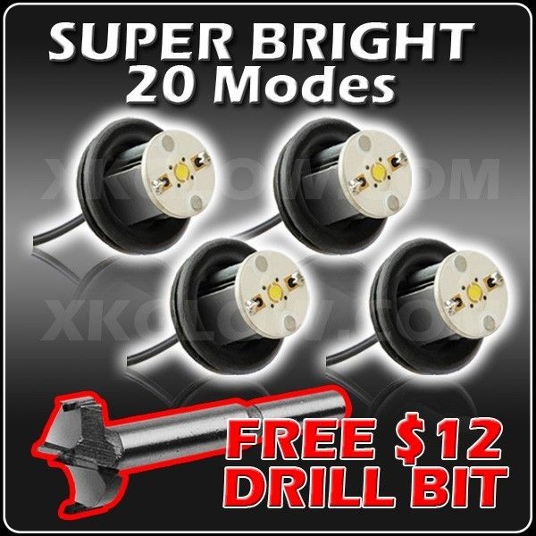 New 4x 4watt Emergency Led Car Truck Strobe Light White